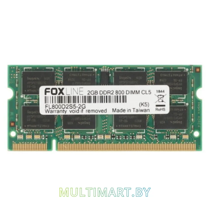 Оперативная память Foxline 2GB DDR2 SODIMM PC2-6400 (FL800D2S5-2G)